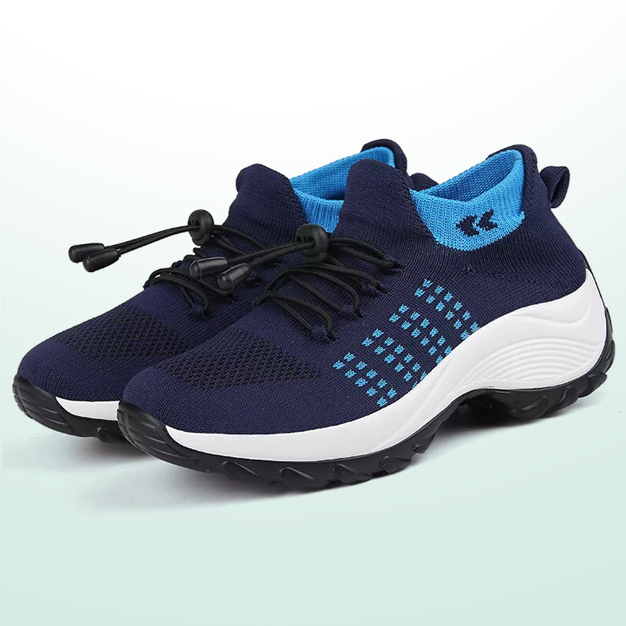 Zaria – Orthopedic Knit Fabric Shoes in Blue & Navy Blue