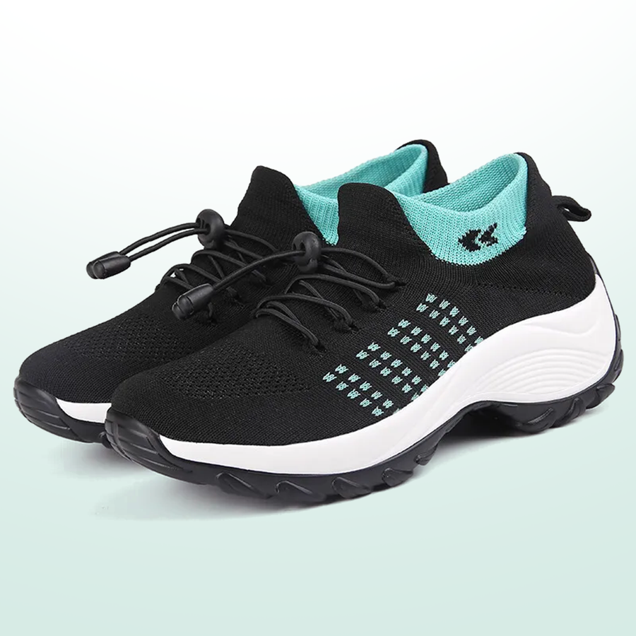 Alouette – Orthopedic Knit Fabric Shoes in Green & Black