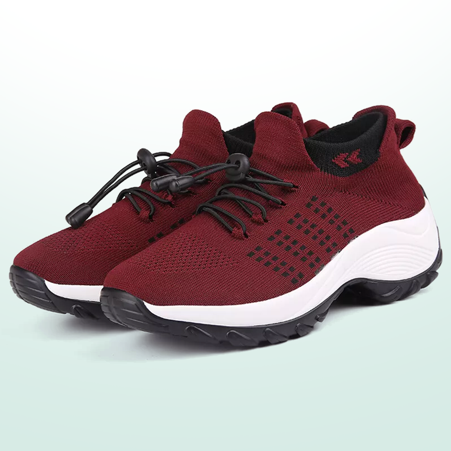 Wilhelmina – Orthopedic Knit Fabric Shoes in Black & Red