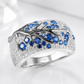 SILVER BLUE TOPAZ LEAF RING