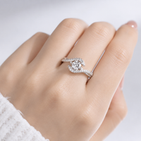 SILVER OVAL DIAMOND TWIST RING