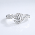 SILVER OVAL DIAMOND TWIST RING