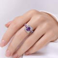SILVER PURPLE GEMSTONE SQUARE RING