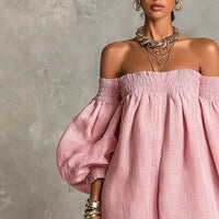Agnes – Pastel Pink Bohemian Mini Dress