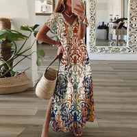 Beatrice | Womens Summer Boho Printed Maxi Dress Brown