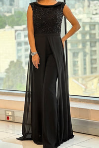 Fallon - Textured Tulle Evening Jumpsuit