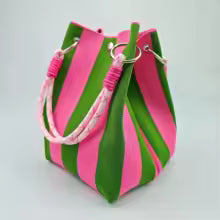 Woven Striped Bucket Bag