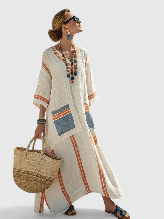 Kyvanna | Elegant Maxi Dress Beige Black