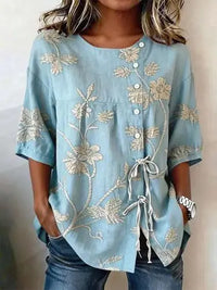 Nell - Elegant Floral Embroidered Blouse