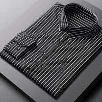 Jermaine | Relaxed Striped Cotton Shirt Black