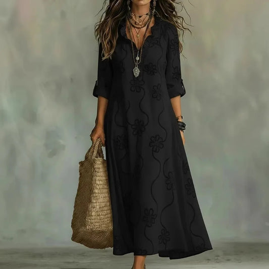 Bobbie - Floral Maxi Dress for Summer Days – Black