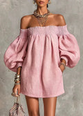 Agnes – Pastel Pink Bohemian Mini Dress