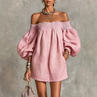 Agnes – Pastel Pink Bohemian Mini Dress
