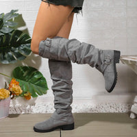 Alicia | Knee High Boots Light Grey