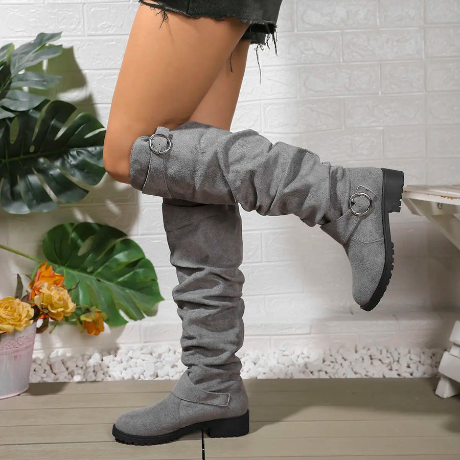 Alicia | Knee High Boots Light Grey
