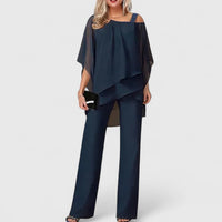 Serenity | Elegant Two-Piece Pant Set Dark Blue
