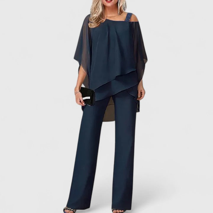 Serenity | Elegant Two-Piece Pant Set Dark Blue