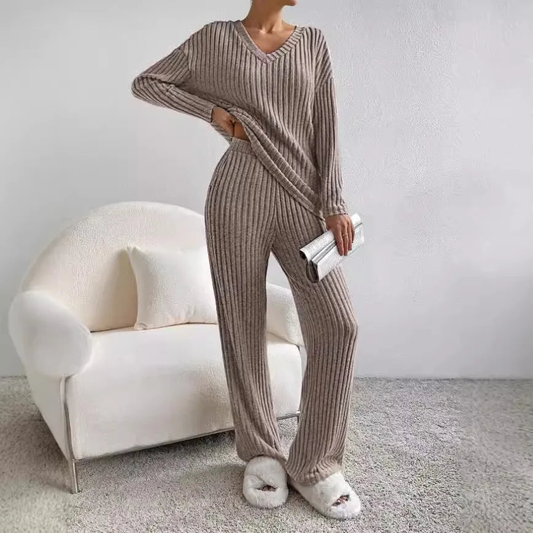 Yasmin™ - Knitwear Two-Piece Set – Light brown