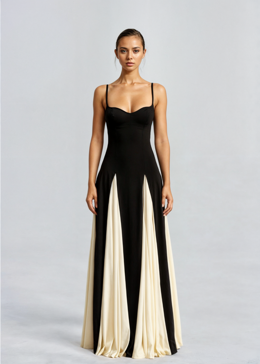 Alwen | Elegant Maxi Dress Black/White
