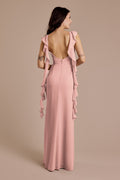 Ruffle Strap Scoop Neck Chiffon A-Line Dress