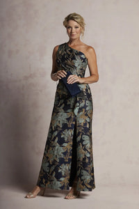 One-Shoulder Brocade Sheath Dress