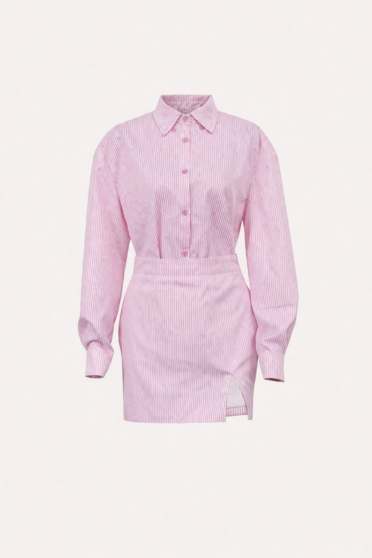 Ximena Striped Shirt and Skirt Set
