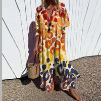 Catherine | Womens Boho Floral Long Sleeve Maxi Dress Yellow