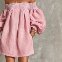 Agnes – Pastel Pink Bohemian Mini Dress
