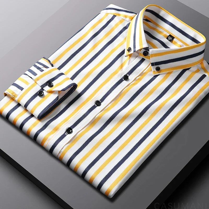 Jermaine | Relaxed Striped Cotton Shirt Yellow