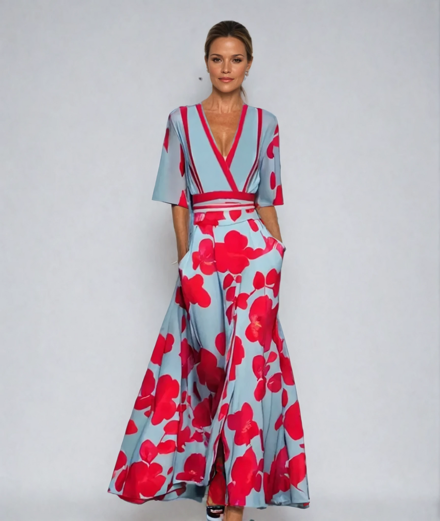 Catherine - Elegant Floral A-Line Dress