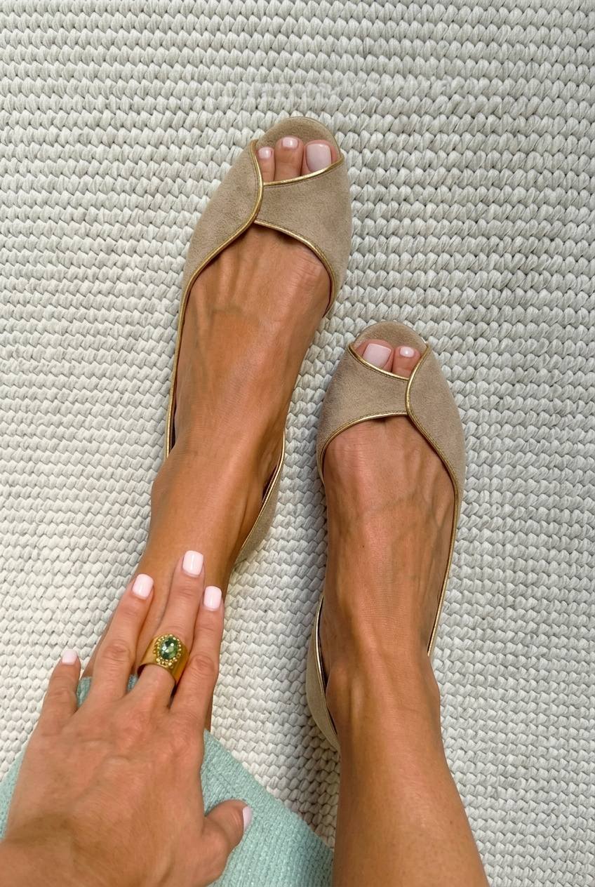 Hetty – Suede Open-Toe D'Orsay Ballet Flats