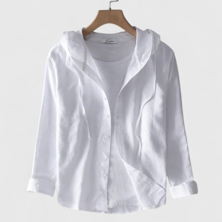 Demi | Elegant Hooded Blouse White