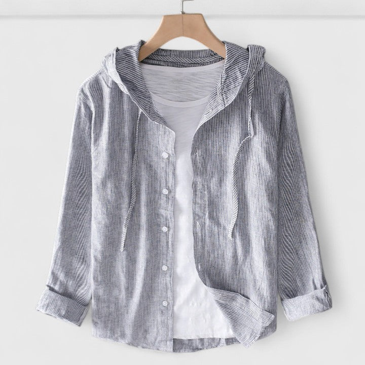 Demi | Elegant Hooded Blouse Gray