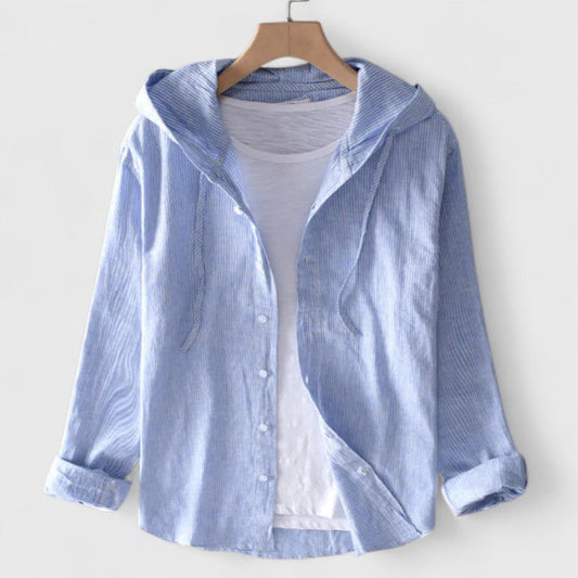 Demi | Elegant Hooded Blouse Blue