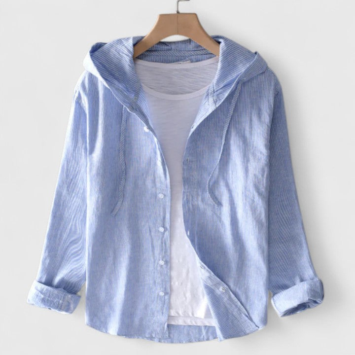 Demi | Elegant Hooded Blouse Blue