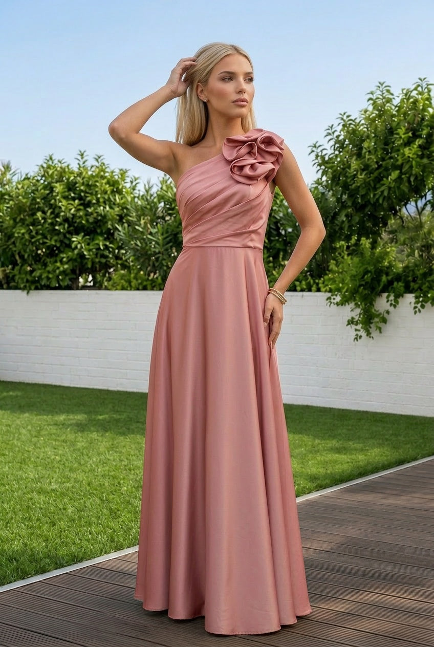 Jasmine - One-Shoulder Rose Gown