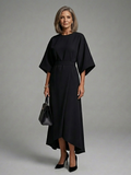 Eira - Asymmetrical Midi Dress with Coat Sleeves and Defined Waist