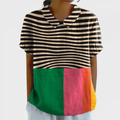 Brea - Bold Stripes and Color Block Shirt