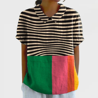 Brea - Bold Stripes and Color Block Shirt