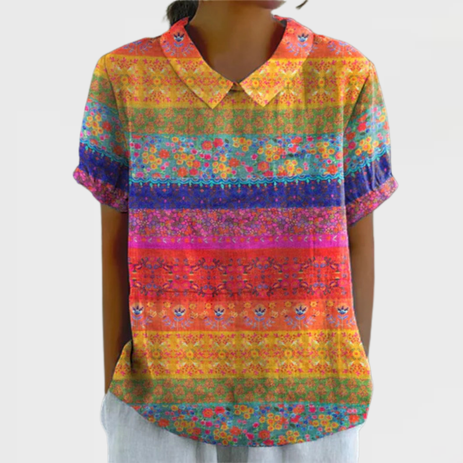 Nia - Floral Striped Shirt