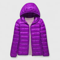 Lily - Ultra-Light Quilted Jacket Purple Hood