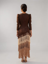Perry – Elegant Fringe Detail Evening Dress