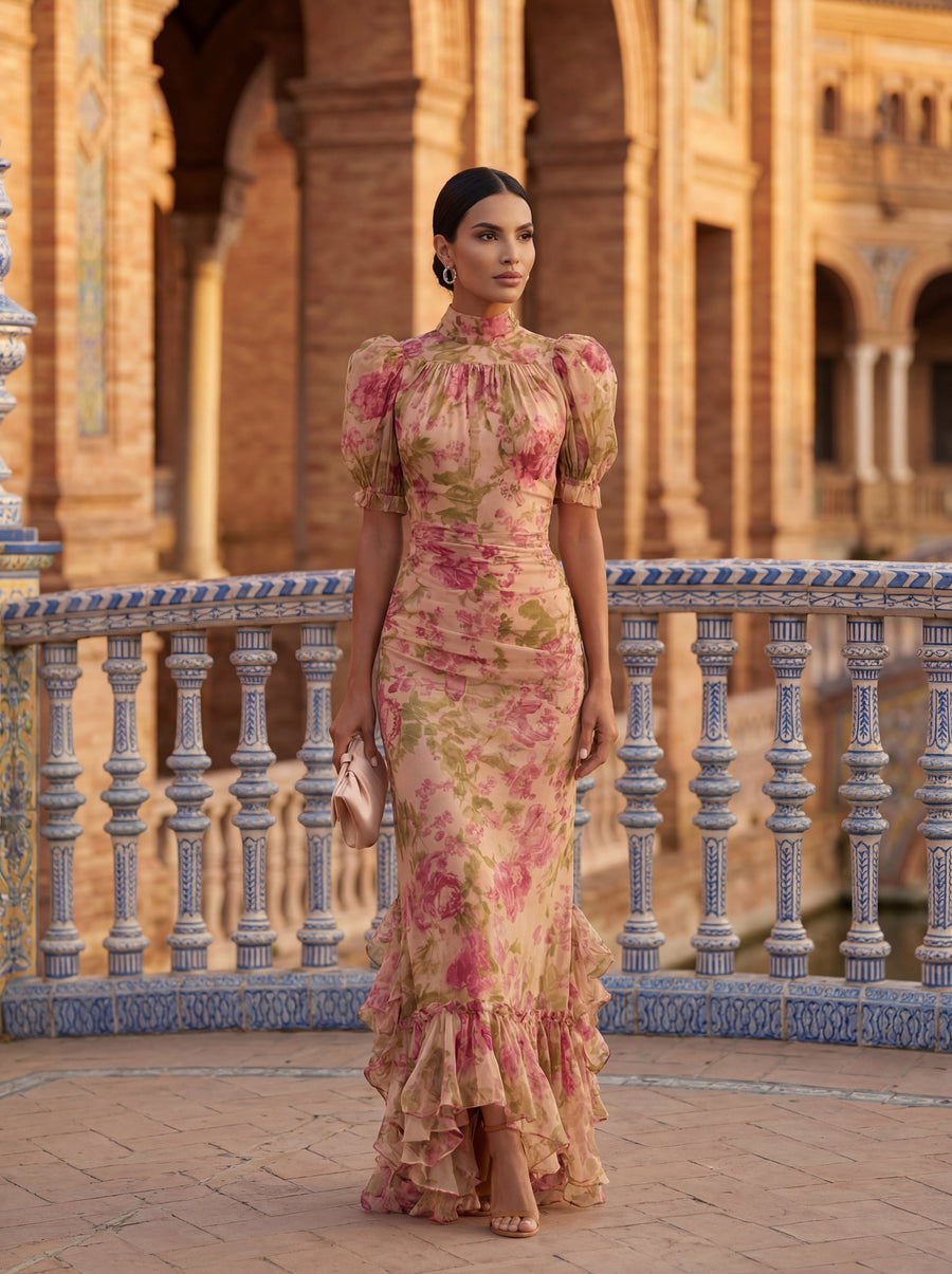 Azura – Watercolour Floral Chiffon Dress