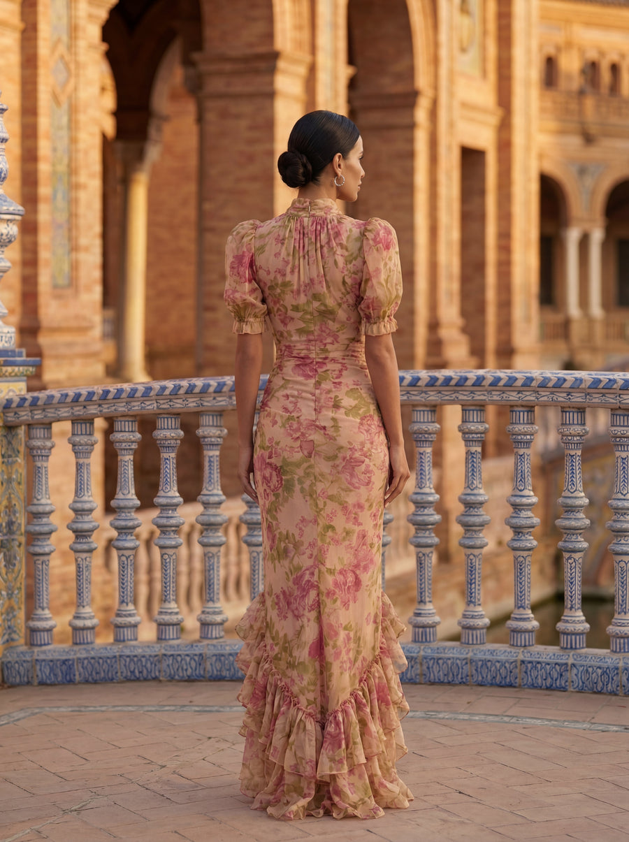 Azura – Watercolour Floral Chiffon Dress