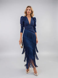Perry – Elegant Fringe Detail Evening Dress
