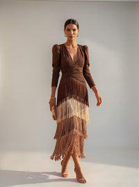 Perry – Elegant Fringe Detail Evening Dress
