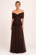 Marita Ruched V-Neck Maxi Dress