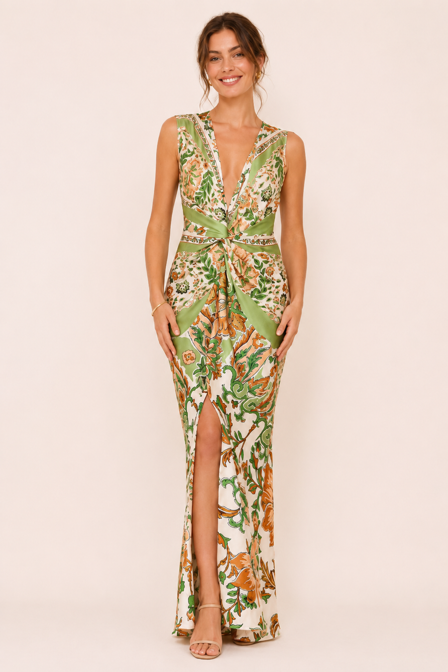 Ottilie Printed V-Neck Maxi Dress