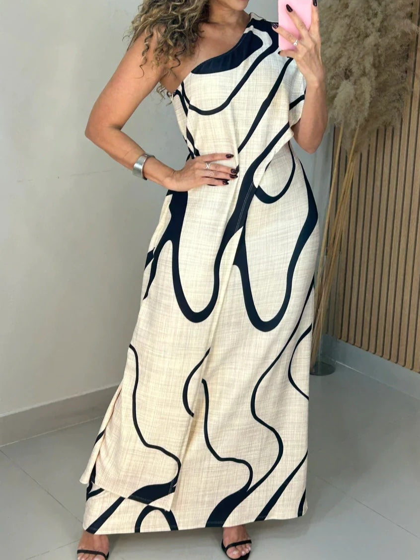 Shiloh - Abstract Off-Shoulder Maxi Dress