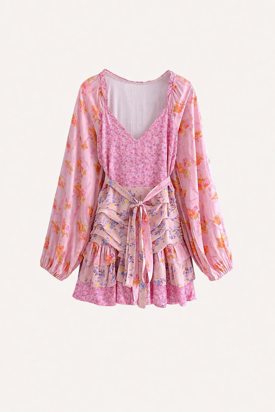 Cinzia Boho Wrap Ruffle Mini Dress